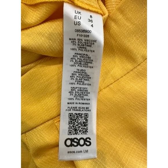 ASOS DESIGN Interlock Wide‑Leg Pants in Yellow – Size UK 8 / US 4 - Picture 3 of 4
